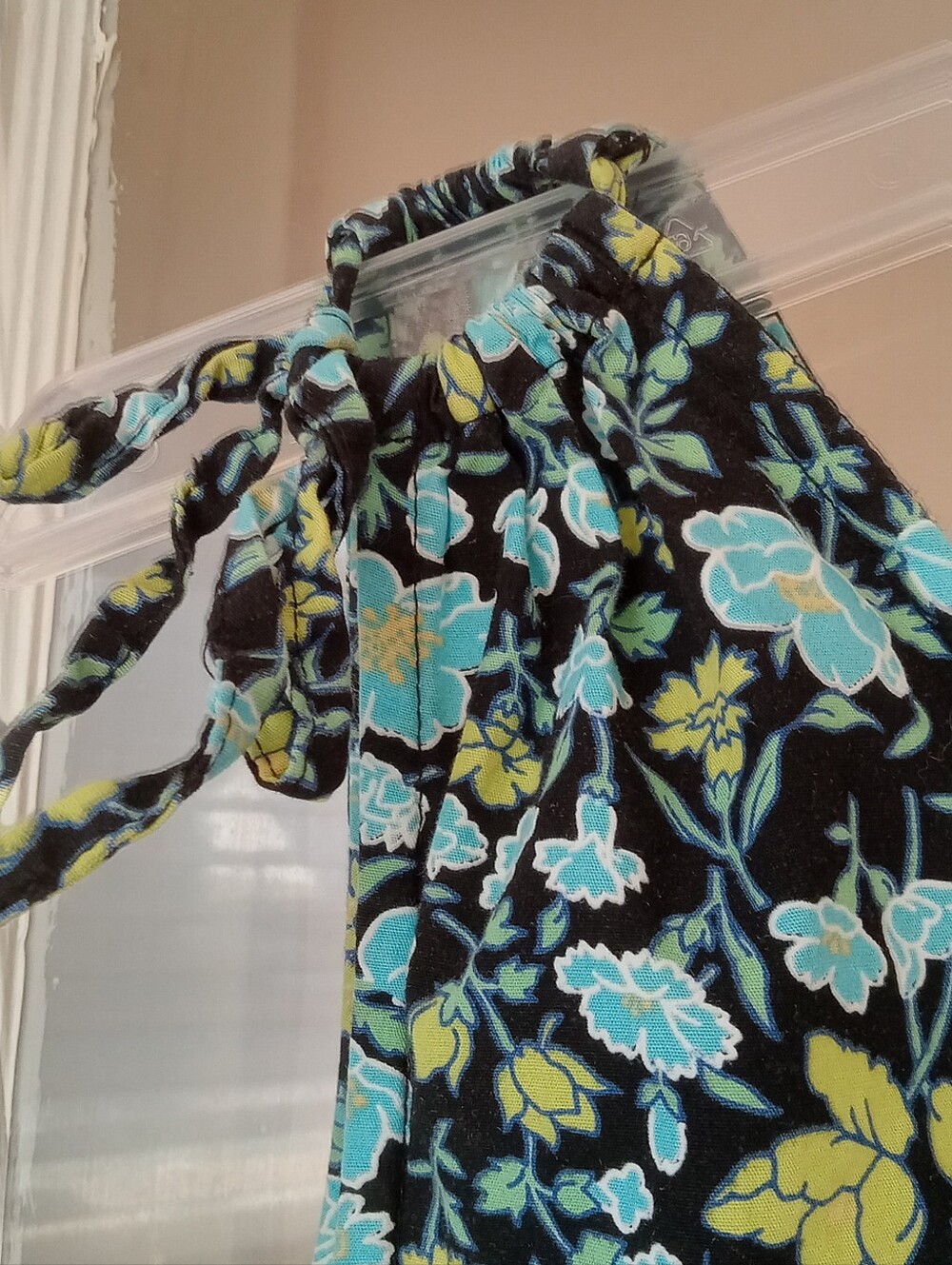 Expressions Black Floral V-Neck Dress with Blue and Green Flowers - Picture 2 of 5